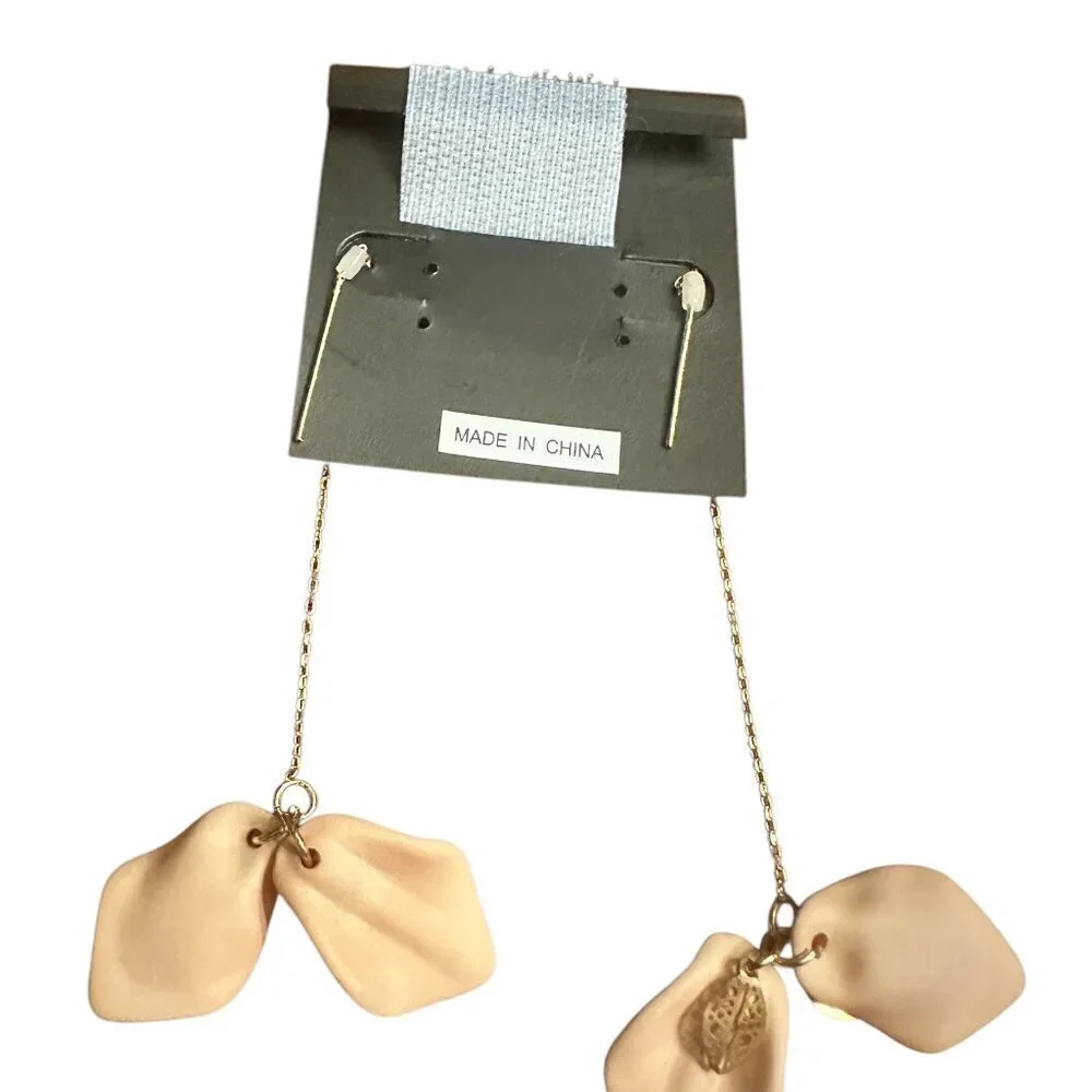 nOir Jewelry Peach Petal Chain Drop Earrings New with tags
